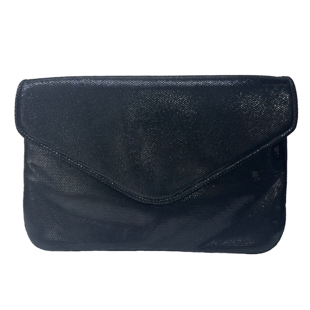 Vintage Frenchy of California Black Envelope Clutch Shoulder Bag Evening Party